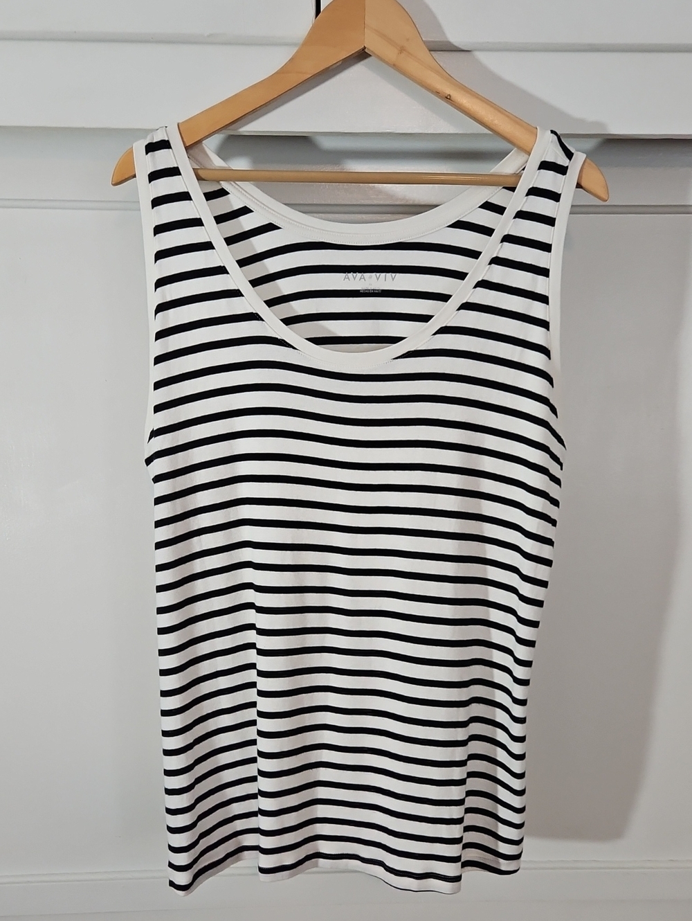 Ava & Viv Black & White Striped Tank Top